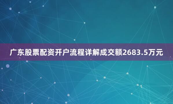 广东股票配资开户流程详解成交额2683.5万元