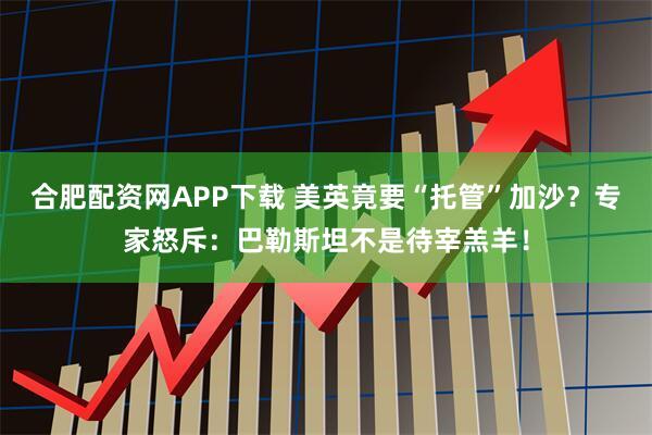 合肥配资网APP下载 美英竟要“托管”加沙？专家怒斥：巴勒斯坦不是待宰羔羊！